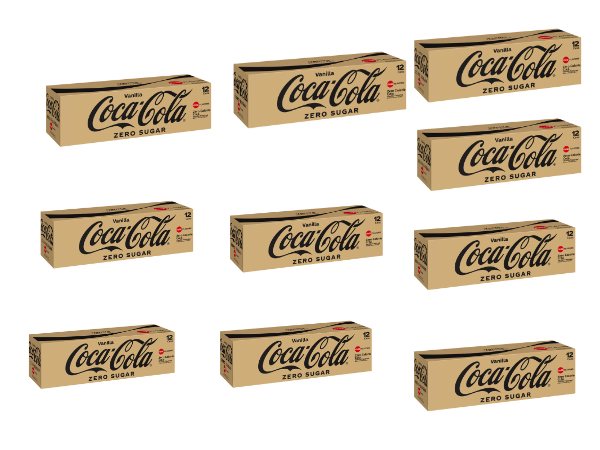 Coke Vanilla zero sugar - 355 ml, 12pack Cans pack x 10 Cases (120 Cans )