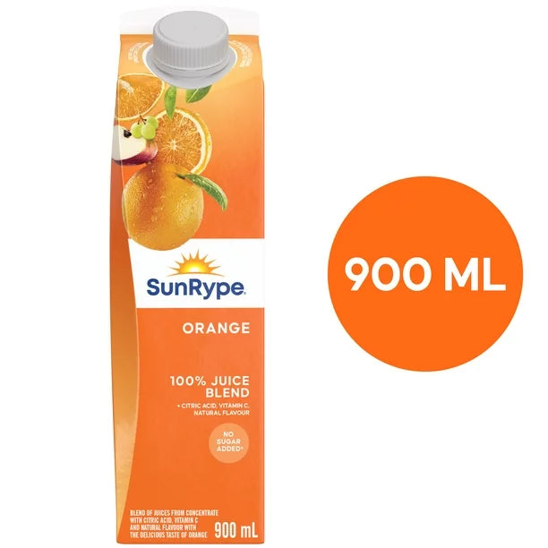 Sunrype 100%  orange  juice - 900ml, 12pack