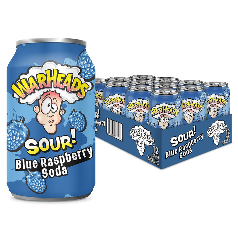 Warhead soda 12 pk cans blue and raspberry