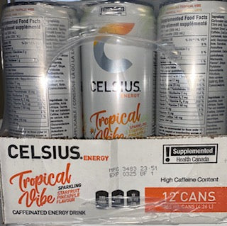 Celsius Energy Drink Tropical Vibe 355ml x 12 Pack Cans