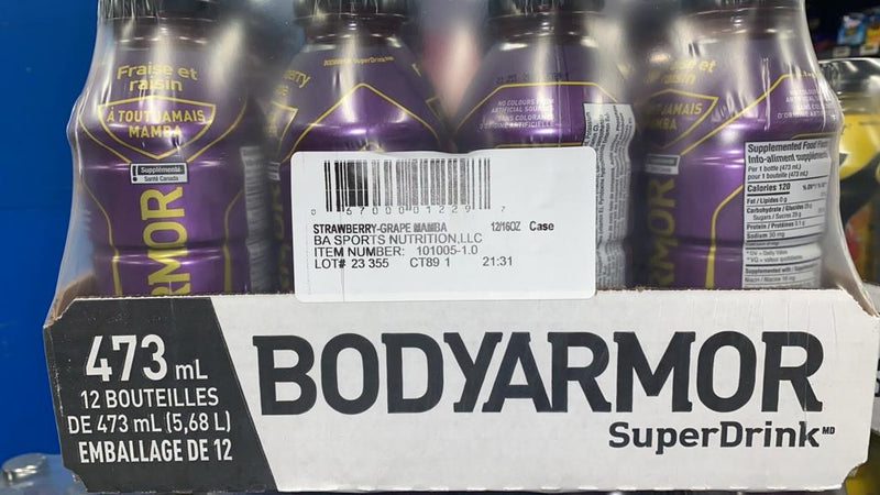 BodyArmor Super Drink Strawberry Grape 473 ml x 12 Pack bottles