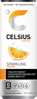 Celcius Energy Drink Orange 355ml x 12 Pack Cans