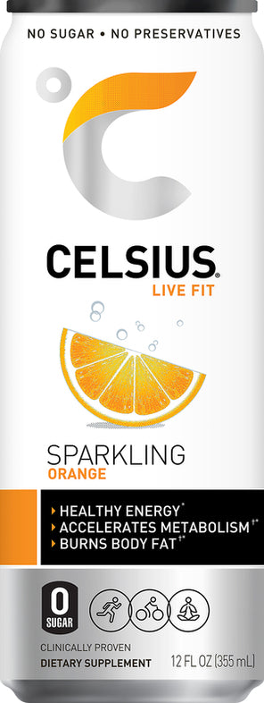 Celcius Energy Drink Orange 355ml x 12 Pack Cans