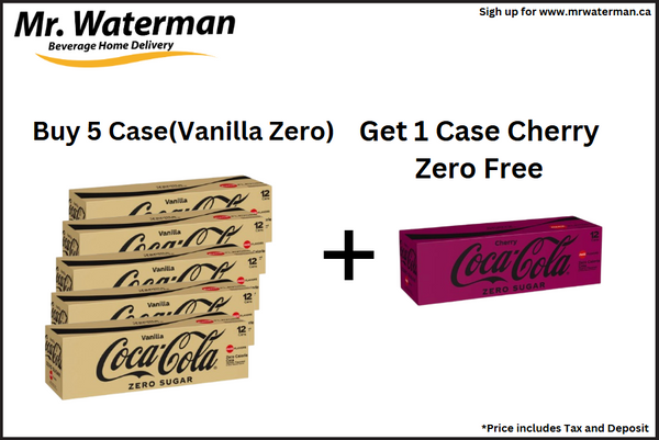 Coca Cola Vanilla Zero buy 5 cases Get 1 case Cherry Zero FREE