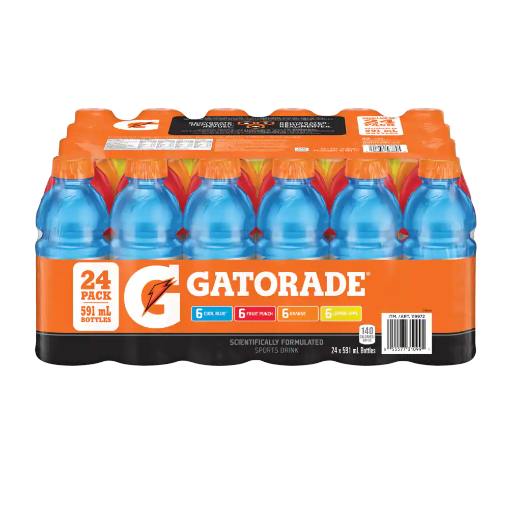 Gatorade Thirst Quencher Mix Pack (Cool Blue, Fruit Punch, Orange, Lemon-Lime) 591ml x 24 Pack Bottles