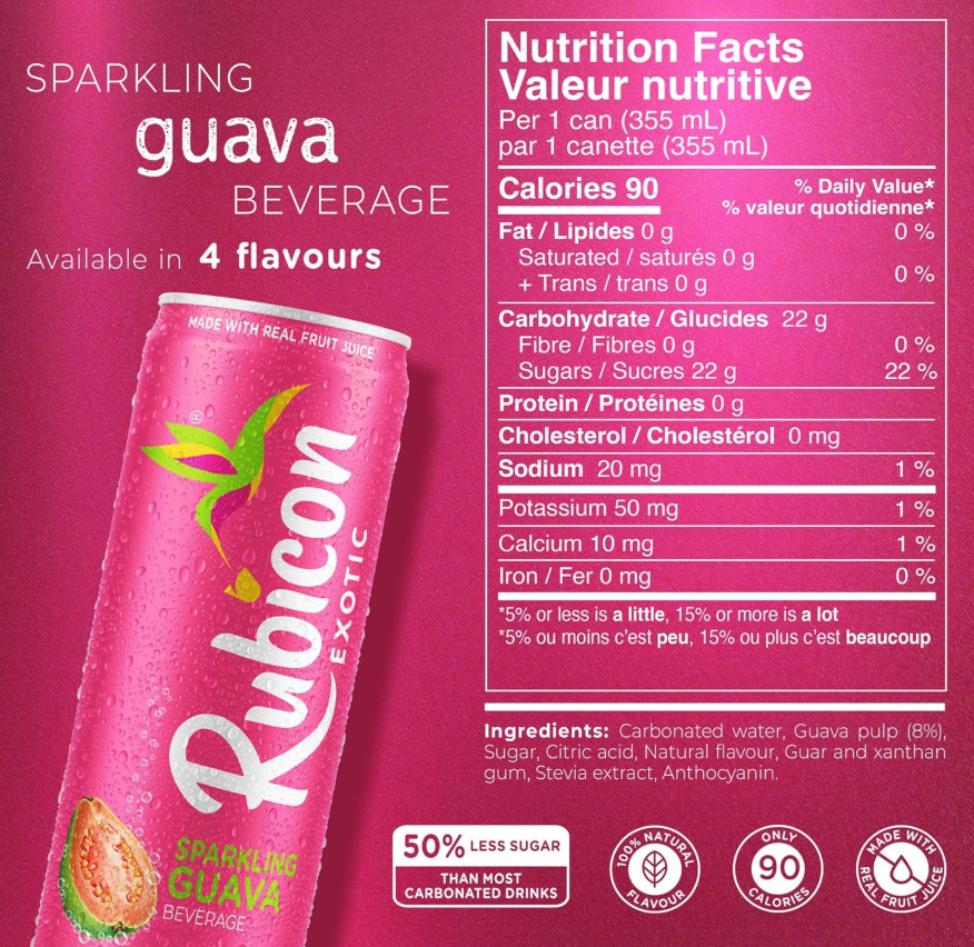 RUBICON Sparkling Guava Beverage | 355 mL, 12 pack Cans