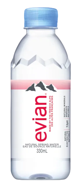 Evian Water 330ml ml, Pack of 24 Bottles, plastic
