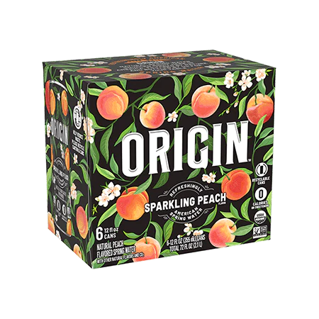 Origin Organic Sparkling Water Peach 355 ml x 12 Pack