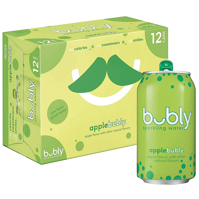 Bubly Sparkling Water Apple  - 355ml, 12pack Cans