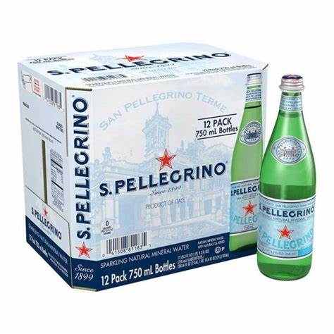 S.Pellegrino Sparkling Water 750ml, 12 Pack Glass bottles