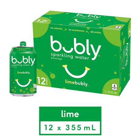 Bubly Sparkling Water Lime flavor - 355ml, 12pack Cans*