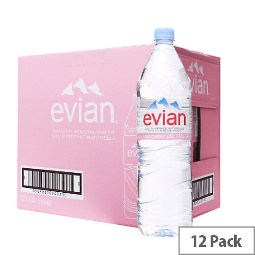 Evian Water 1.5Litre, Pack of 12 Bottles